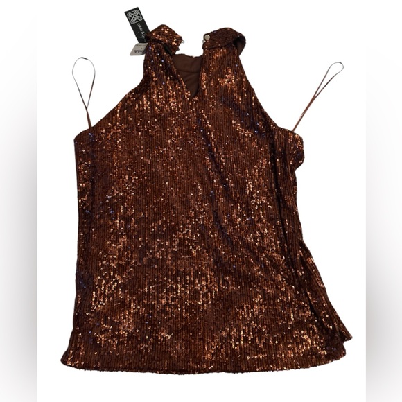 Brown Sparkly Cable and Guage shirt size S - Picture 2 of 4